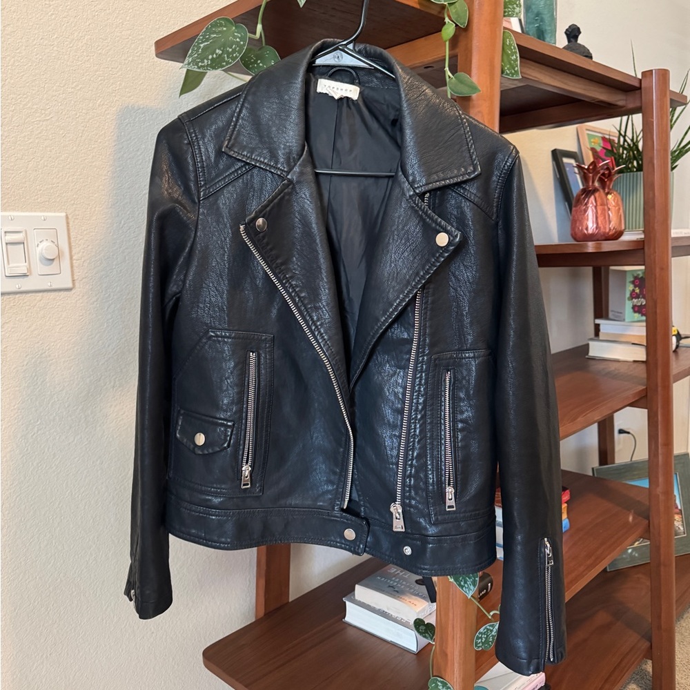 Topshop Black Faux Leather Moto Jacket